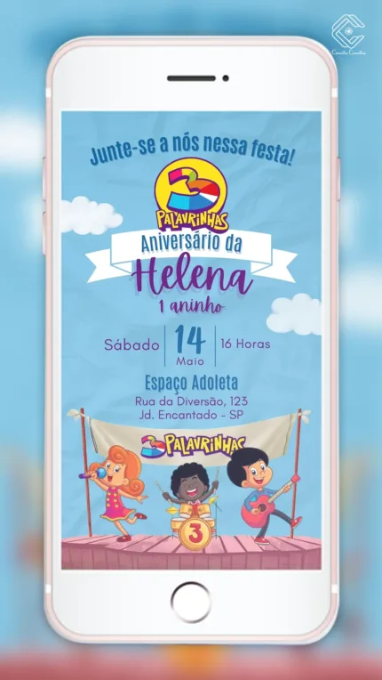 Convite Digital 3 Palavrinhas Music