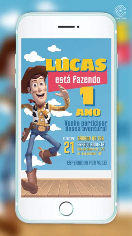Convite Digital Toy Story Woody