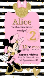 Convite Digital Minnie Rosa Golden