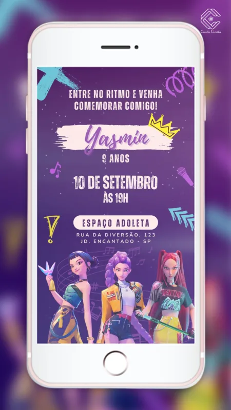 Convite Digital Guerreiras do K-Pop