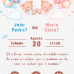 Convite Interativo Chá Revelação Ursinhos