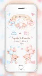 Convite Interativo Chá Revelação Ursinhos