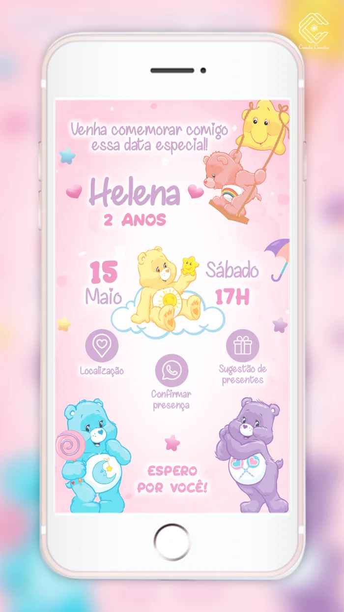 Convite Interativo Ursinhos Carinhosos