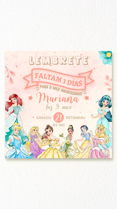 Lembrete Princesas Disney