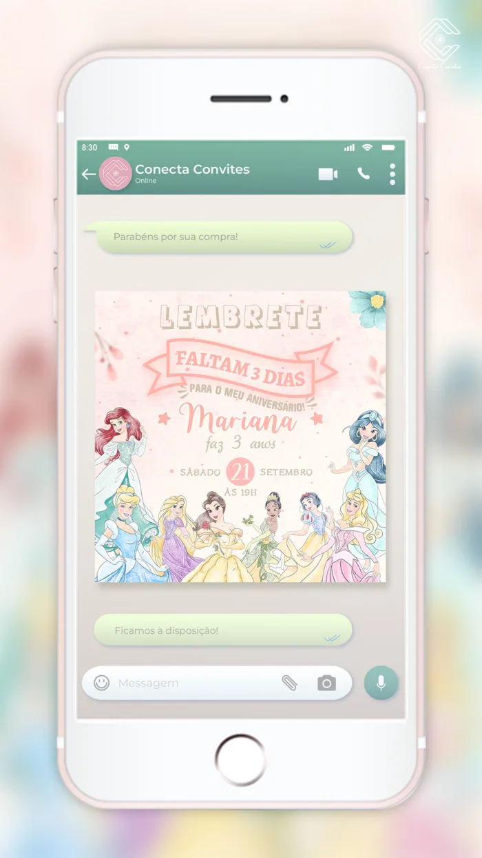 Lembrete Princesas Disney