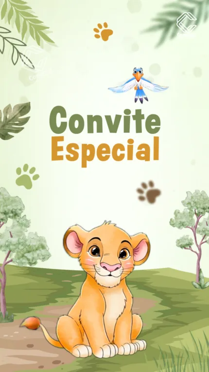 Convite Animado Rei Leão Savana
