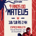 Convite Digital Homem Aranha Teia da Diversão