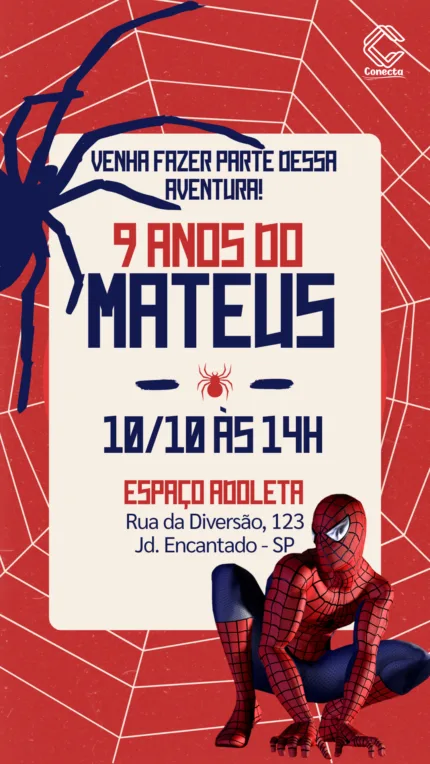 Convite Digital Homem Aranha Teia da Diversão