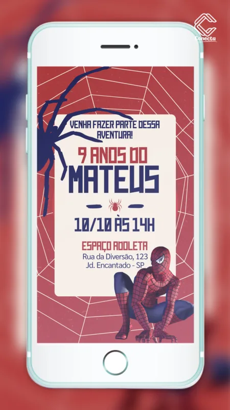 Convite Digital Homem Aranha Teia da Diversão