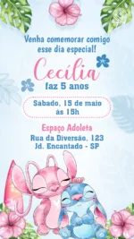 Convite Digital Lilo & Stitch e Angel