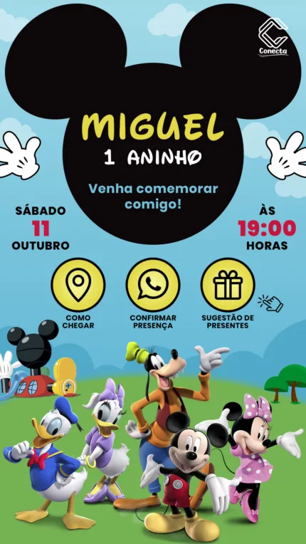 Convite Interativo Turma do Mickey