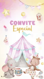 Convite Animado Circo Rosa
