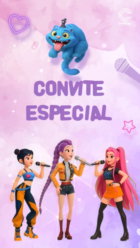 Convite Animado Show das Guerreiras do K-Pop