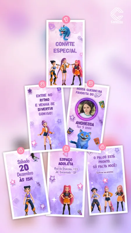 Convite Animado Show das Guerreiras do K-Pop