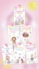 Convite Animado Circo Rosa