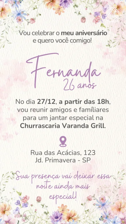 Convite Digital Encanto Floral