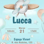 Convite Digital Chá de Bebê Ursinho Aviador