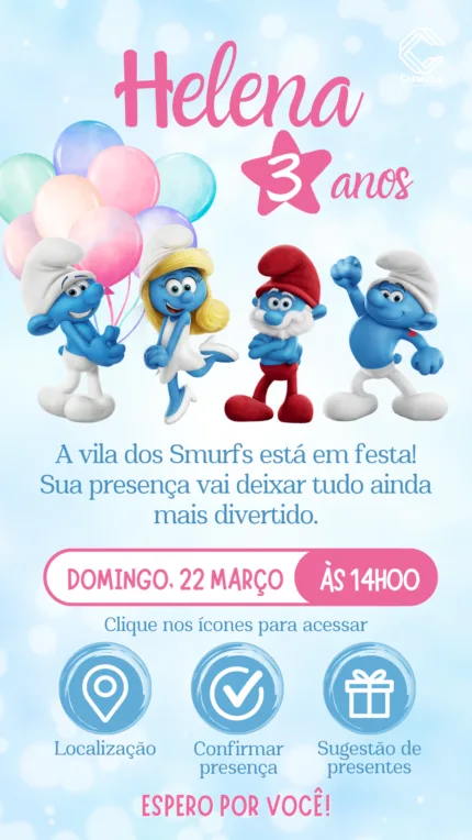 Convite Interativo Smurfs