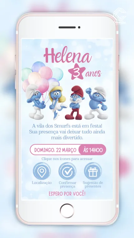 Convite Interativo Smurfs
