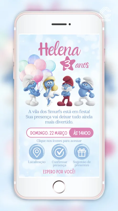 Convite Interativo Smurfs