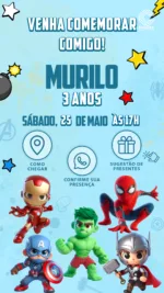 Convite Interativo Vingadores Cute