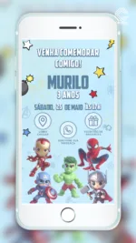 Convite Interativo Vingadores Cute