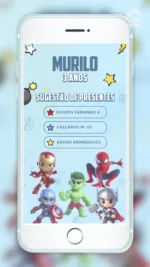 Convite Interativo Vingadores Cute