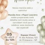 Convite Digital Chá de Bebê Céu de Balões