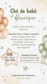 Convite Digital Chá de Bebê Céu de Balões