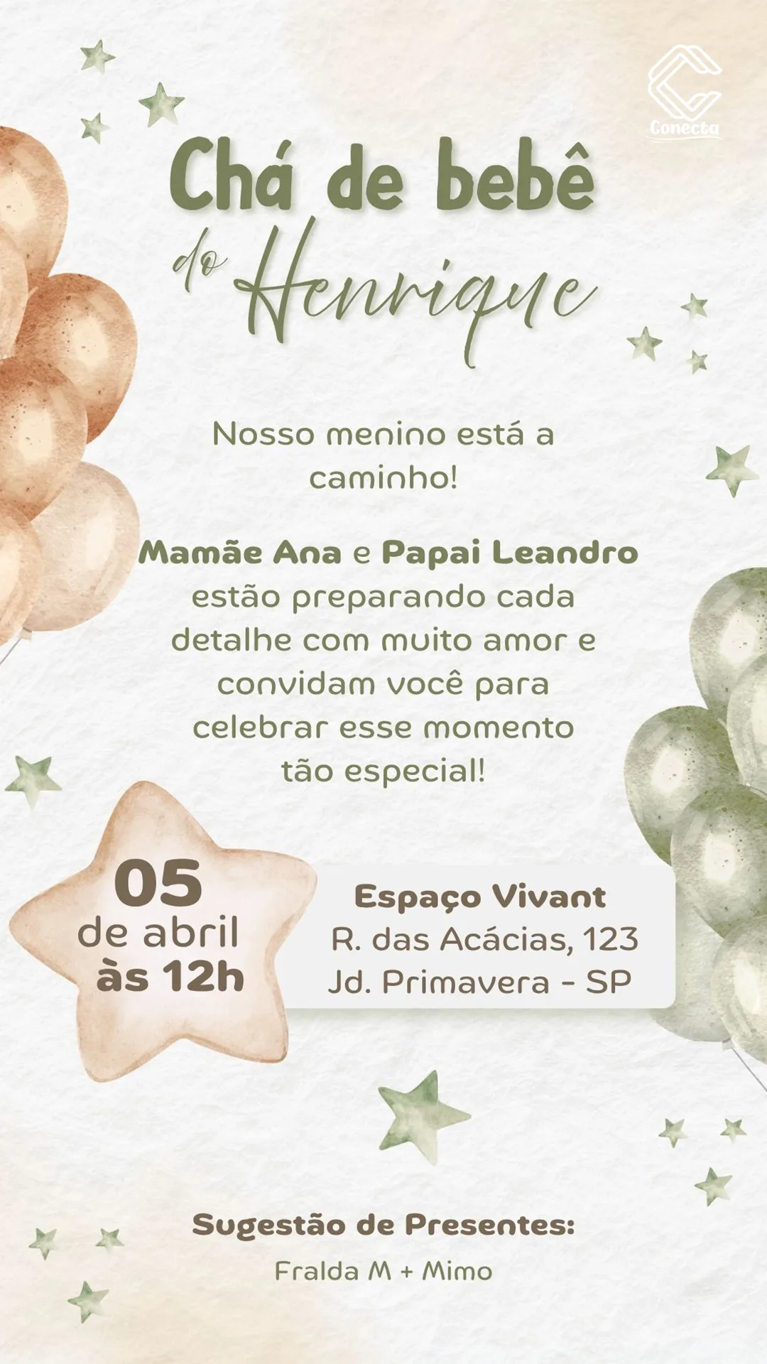 CCD-0157 - Chá de Bebê (1) Convite Digital Chá de Bebê Céu de Balões