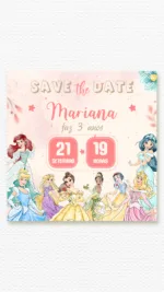 Save the Date Princesas Disney