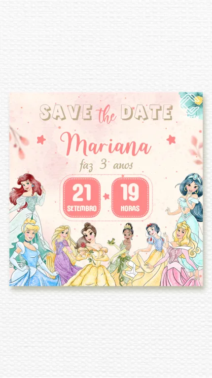 Save the Date Princesas Disney