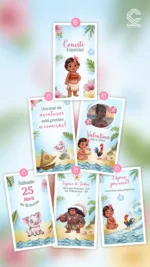 Convite Animado Moana Baby Encanto Tropical